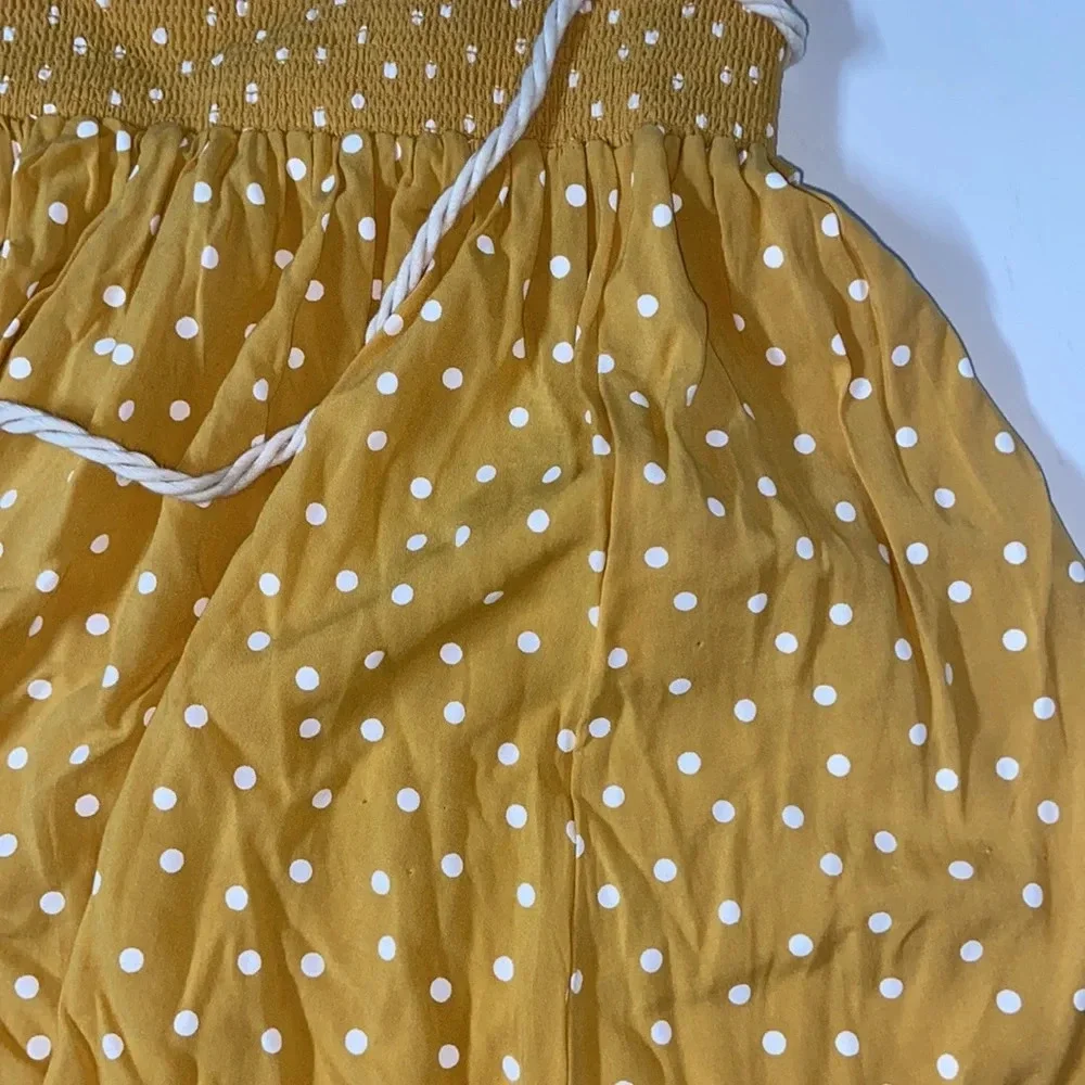 Imperfect NWT NAF NAF Paris skirt yellow maxi skirt rope tassel‎ belt polka dot
